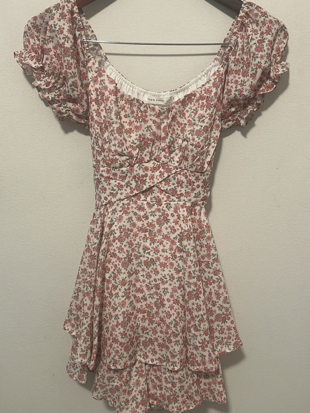 Altar'd State Cream Mini Dress with Pink Floral Print
